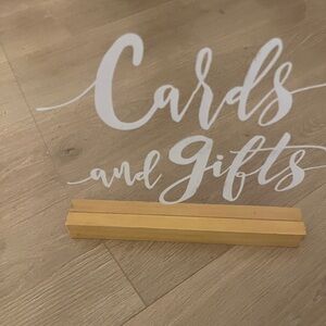 Cards and Gifts Acrylic Sign with Wooden Base